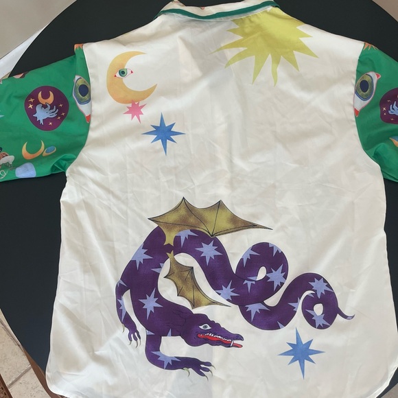 Women’s Matching Set! Blouse + Pocketed Shorts Unique Print Vacation/Resort Wear - Picture 6 of 8